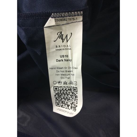 AW BRIDAL SZ 10 L dark navy blue chiffon Osage faux wrap midi dress NEW B78 - Picture 10 of 10